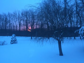 Snow sunset humor writing